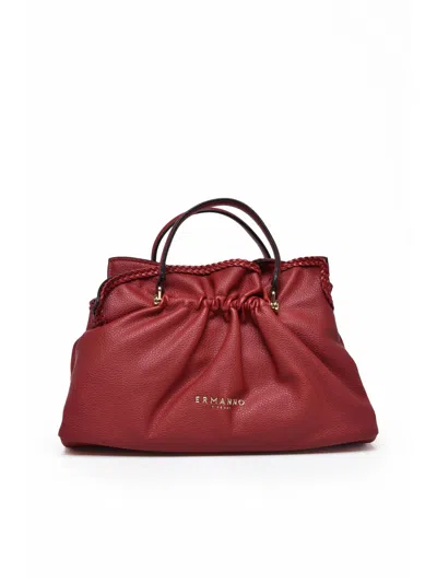 Ermanno Firenze Red Octavia Textured Polyurethane Shoulder Bag