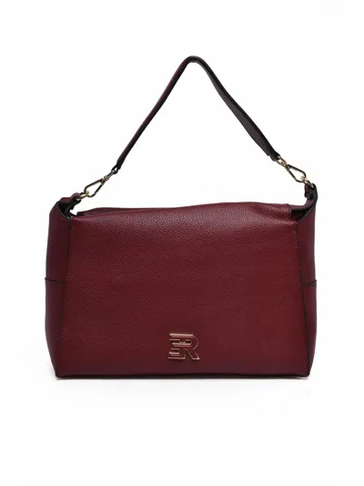 Ermanno Firenze Red Polyurethane Victoria Shoulder Bag In Burgundy