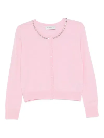 Ermanno Firenze Rhinestone-embellished Cardigan In Pink