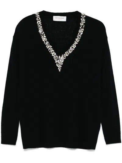 Ermanno Firenze Rhinestone-embellished Sweater In Black