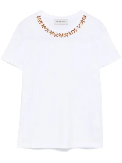 Ermanno Firenze Rhinestone-embellished T-shirt In White