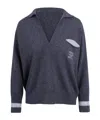 Ermanno Firenze Rhinestone Logo Sweater In Gray