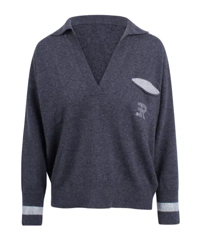 Ermanno Firenze Rhinestone Logo Sweater In Gray