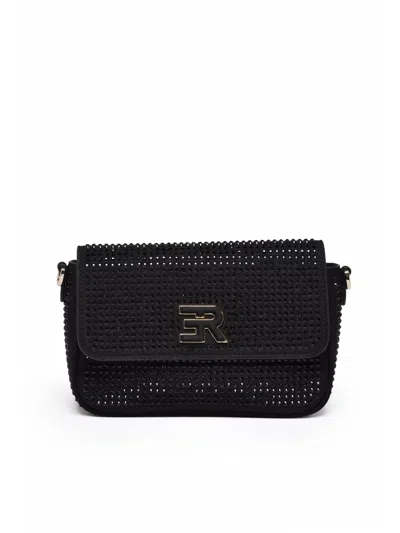 Ermanno Firenze Rhinestone-embellished Rectangular Shoulder Bag In Black