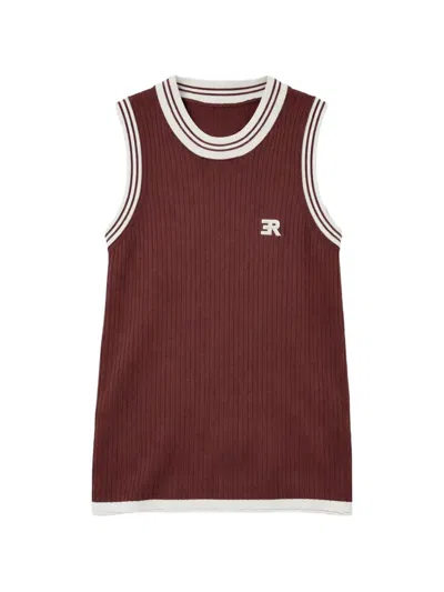 Ermanno Firenze Ribbed Trim Top In Brown