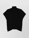 Ermanno Firenze Ribbed Turtleneck With Short Sleeves And Side Slits In Black
