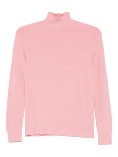 Ermanno Firenze Ruffled High-neck Knitwear In Pink