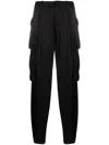 Ermanno Firenze Satin Cargo Trousers In Black