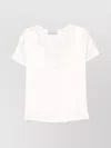 Ermanno Firenze Satin V Neck Lace Trim Top In White