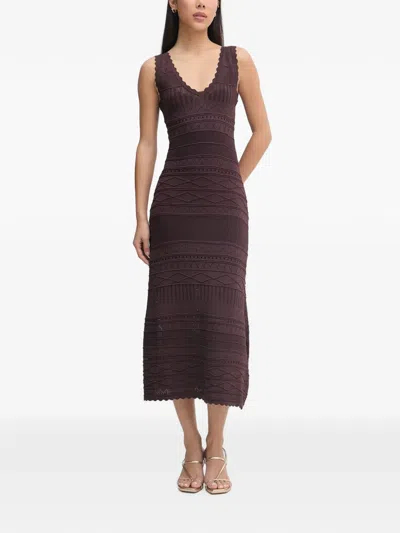 Ermanno Firenze Scallop-edge Pointelle-knit Midi Dress In Multi