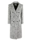Ermanno Firenze Sequin-embellished Double-breasted Coat In Gray