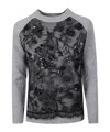 Ermanno Firenze Sequin-embellished Lace-panel Sweater In Black