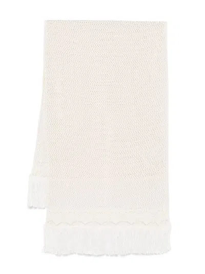 Ermanno Firenze Sequin-embellished Open-knit Scarf In Neutrals