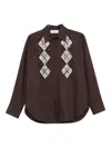 Ermanno Firenze Sequin-embellished Shirt In Brown