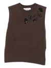 Ermanno Firenze Sequin-embellished Sleeveless Top In Brown