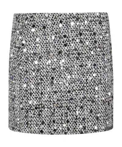 ERMANNO FIRENZE SEQUIN-EMBELLISHED TWEED MINI SKIRT