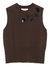 Ermanno Firenze Sequin-embellished Wool Vest In Brown