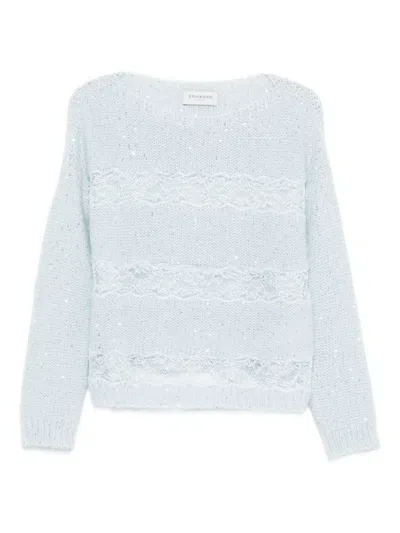 Ermanno Firenze Knitwear With Lace And Sequin Embellishments In Blue