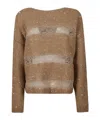 Ermanno Firenze Sequined Lace Panel Sweater In Brown
