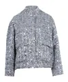 Ermanno Firenze Sequined Long-sleeved Casual Jacket In Gray