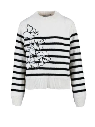 Ermanno Firenze Sequin-embellished Cropped Sweater In White
