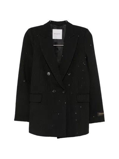Ermanno Firenze Sequin-embellished Double-breasted Jacket In Black