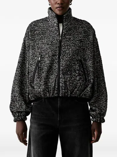 Ermanno Firenze Sequin-embellished Herringbone Jacket In Black