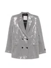 Ermanno Firenze Sequin-embellished Houndstooth Blazer In Silver