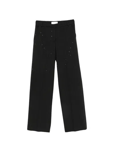 Ermanno Firenze Sequin-embellished Pinstriped Trousers In Black