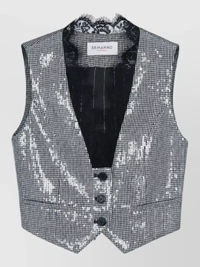 Ermanno Firenze Sequinned Suit Jacket In Silver