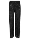 Ermanno Firenze Sheer Black Trousers With Intricate Floral Embroidery In Animal Print