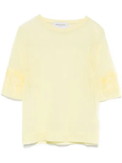 Ermanno Firenze Sheer T-shirt In Yellow