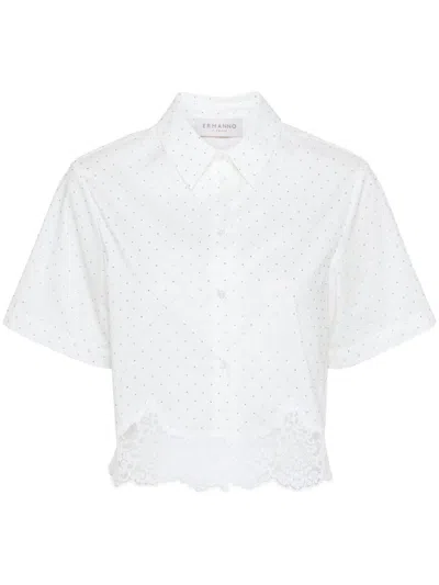 Ermanno Firenze Rhinestone-embellished Shirt In Beige