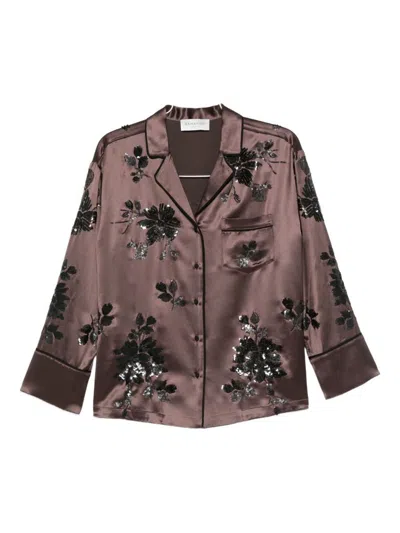 Ermanno Firenze Sequin-embellished Shirt In Brown