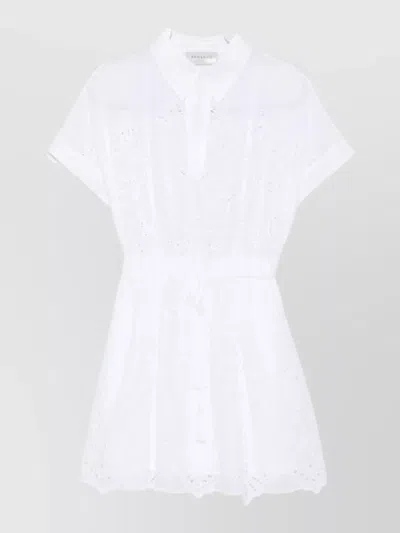 Ermanno Firenze Short Dress Drawstring Waist Eyelet Detailing In Multi