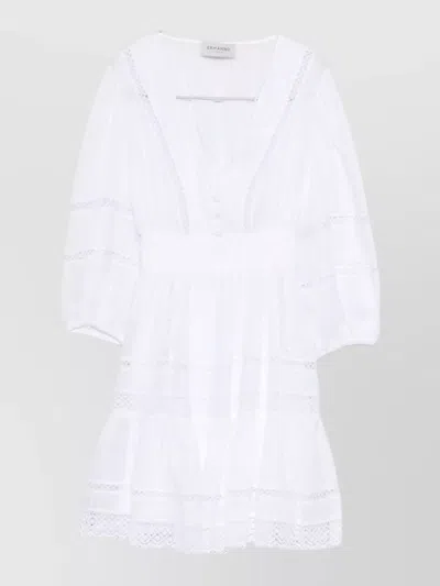 Ermanno Firenze Short Dress V Neckline Tiered Skirt In Gray