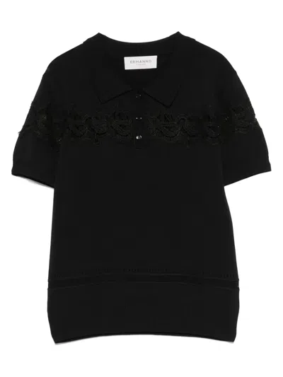 Ermanno Firenze Short Sleeve Polo Top In Black