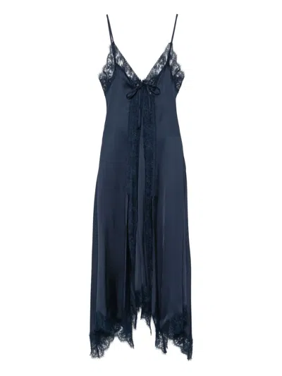 Ermanno Firenze Silk Midi Dress In Blue