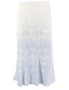 Ermanno Firenze Refined Longuette Skirt With Intricate Logo Pattern In Azzurro/white