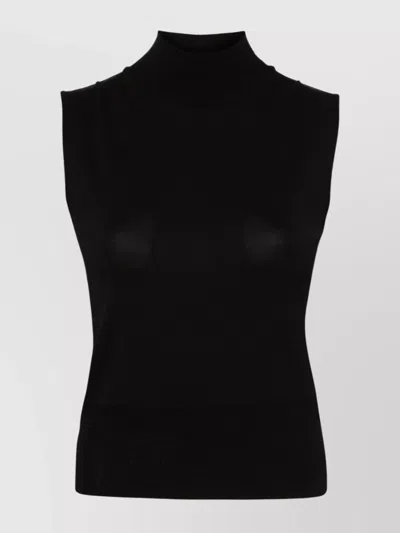Ermanno Firenze Sleeveless Knitwear Top Mock Neck In Black