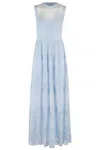 Ermanno Firenze Sleeveless Maxi Dress In Tulle And Lace With Scalloped Edges