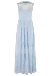 Ermanno Firenze Sleeveless Maxi Dress In Tulle And Lace With Scalloped Edges In White