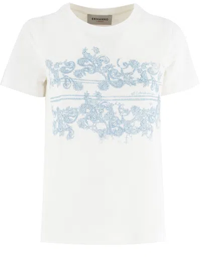 Ermanno Firenze Slim-fit White Cotton Jersey T-shirt