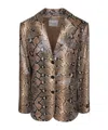 Ermanno Firenze Snake-print Single-breasted Blazer In Brown