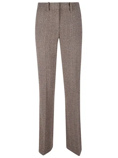 ERMANNO FIRENZE STRAIGHT-LEG TROUSERS WITH HERRINGBONE PATTERN