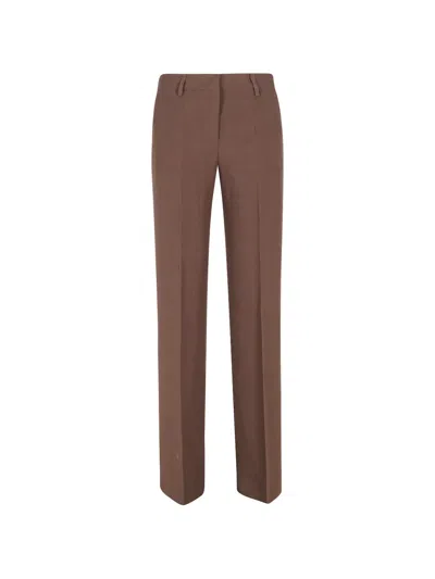 Ermanno Firenze Straight Trousers In Brown
