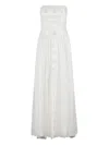 Ermanno Firenze Sleeveless Flared Tulle Dress With Tone-on-tone Embroidery In Weiss