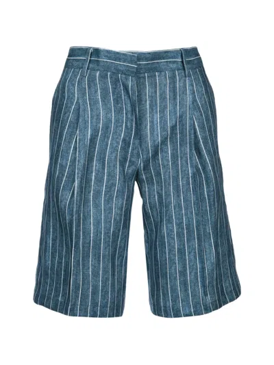 Ermanno Firenze Striped Bermuda Shorts In Blue