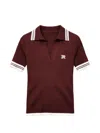 Ermanno Firenze 스트라이프 칼라 폴로 셔츠 In Brown