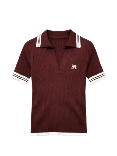 Ermanno Firenze 스트라이프 칼라 폴로 셔츠 In Brown